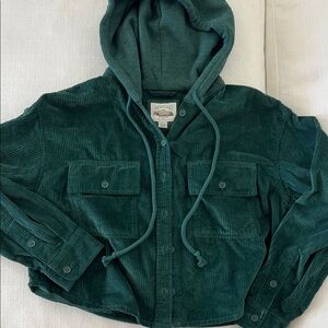 American Eagle Outfitters Forest Green Corduroy Hoodie Jacket